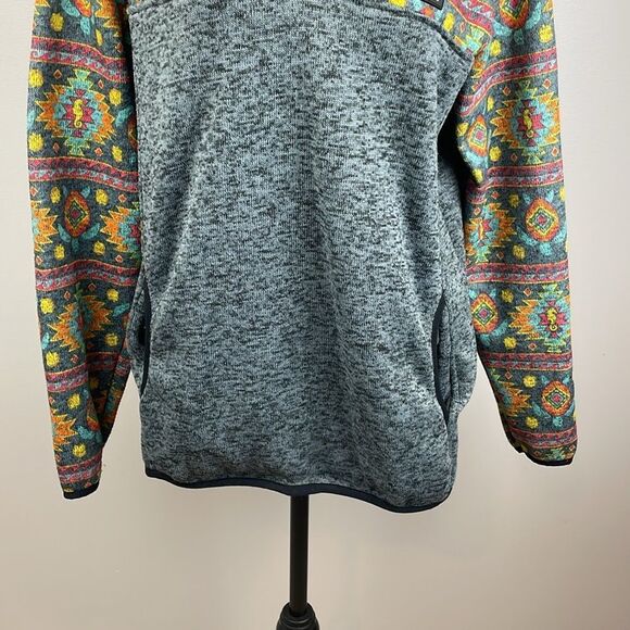 Simply Southern Aztec Pullover Sweatshirt SZ L Unique Warm Quarter Button Top - Picture 3 of 15
